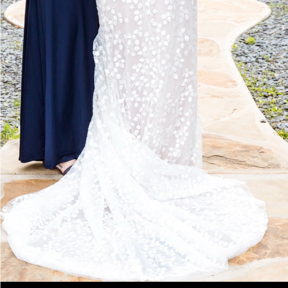 White/Nude Floral Lace Gown